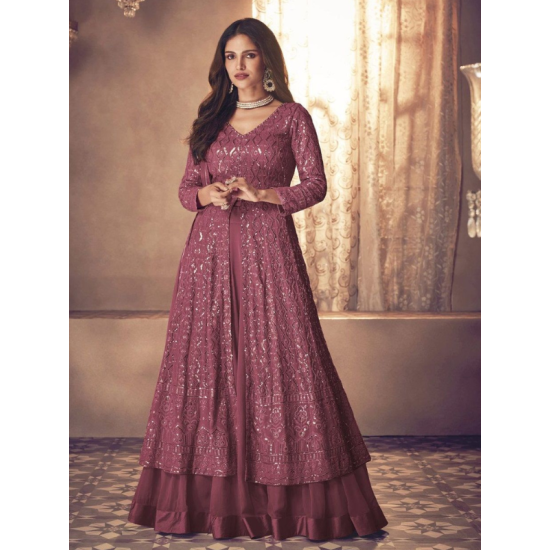 Georgette Sequins Embroidery Anarkali Lehenga Party Wear