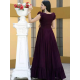 Wine Designer Party Wear Faux Blooming Bustle Gown