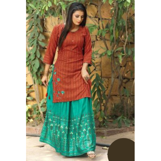 New Elegant Dashing Fancy Kurtis With Skirt Set