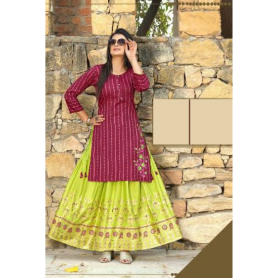 New Elegant Dashing Fancy Kurtis With Skirt Set