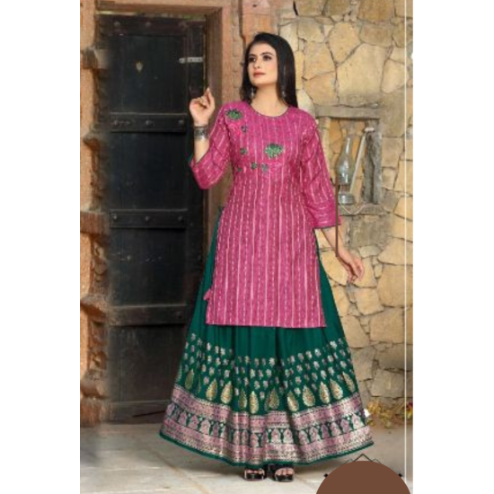 New Elegant Dashing Fancy Kurtis With Skirt Set